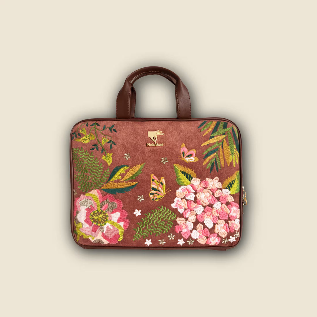 Brown Blossom Wood Designer Laptop Sleeve