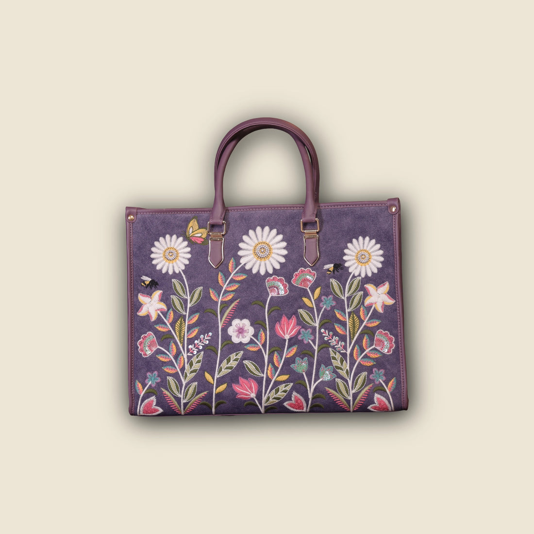 Purple Embroidery Daisy Dream Shoulder Bag