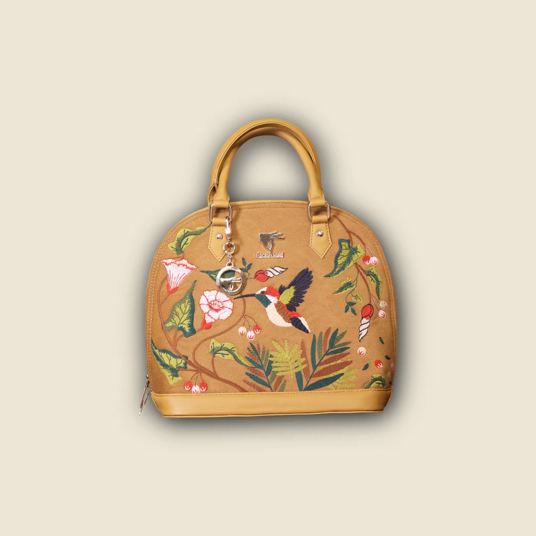 Gold Embroidery Flora Handbag
