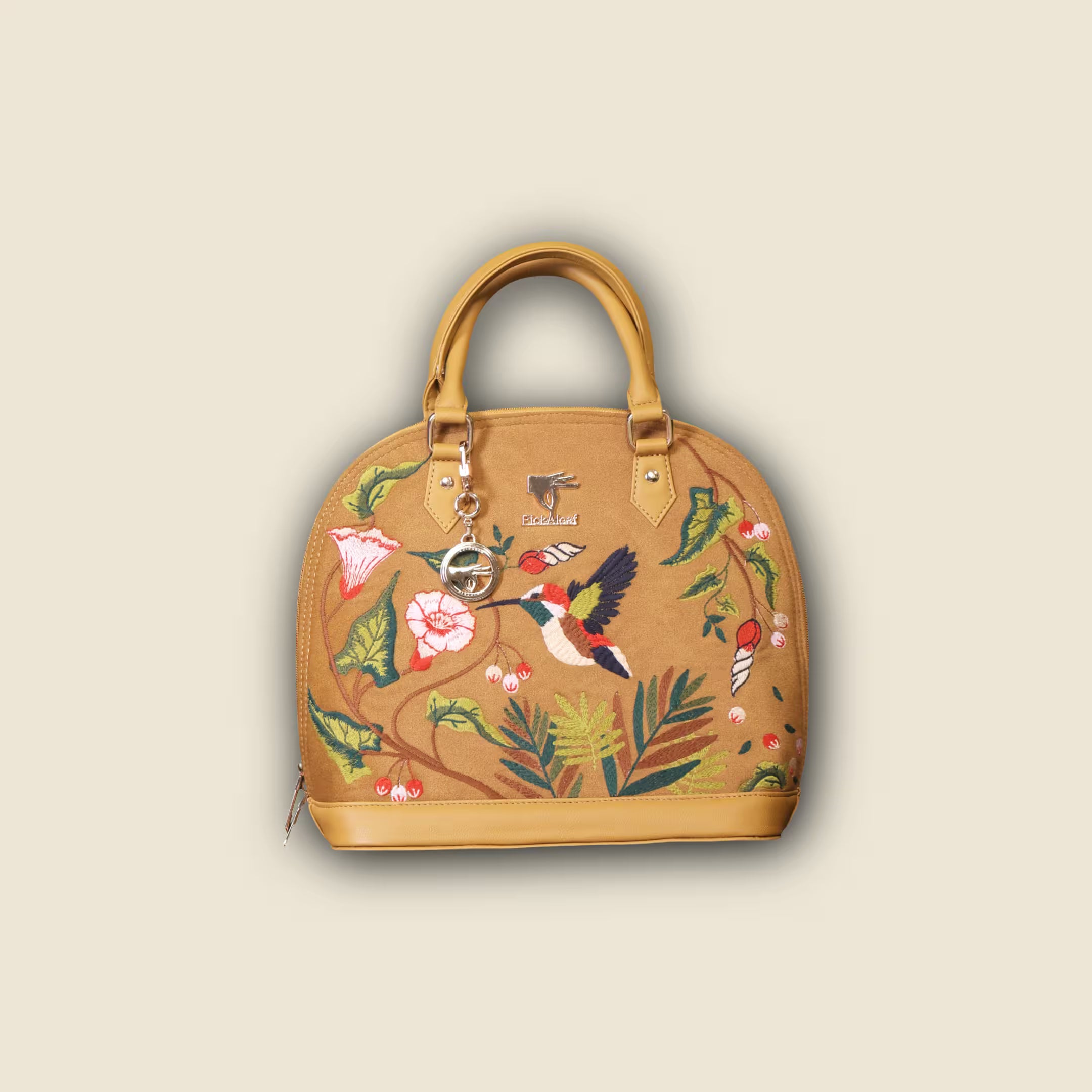 Gold Embroidery Flora Handbag
