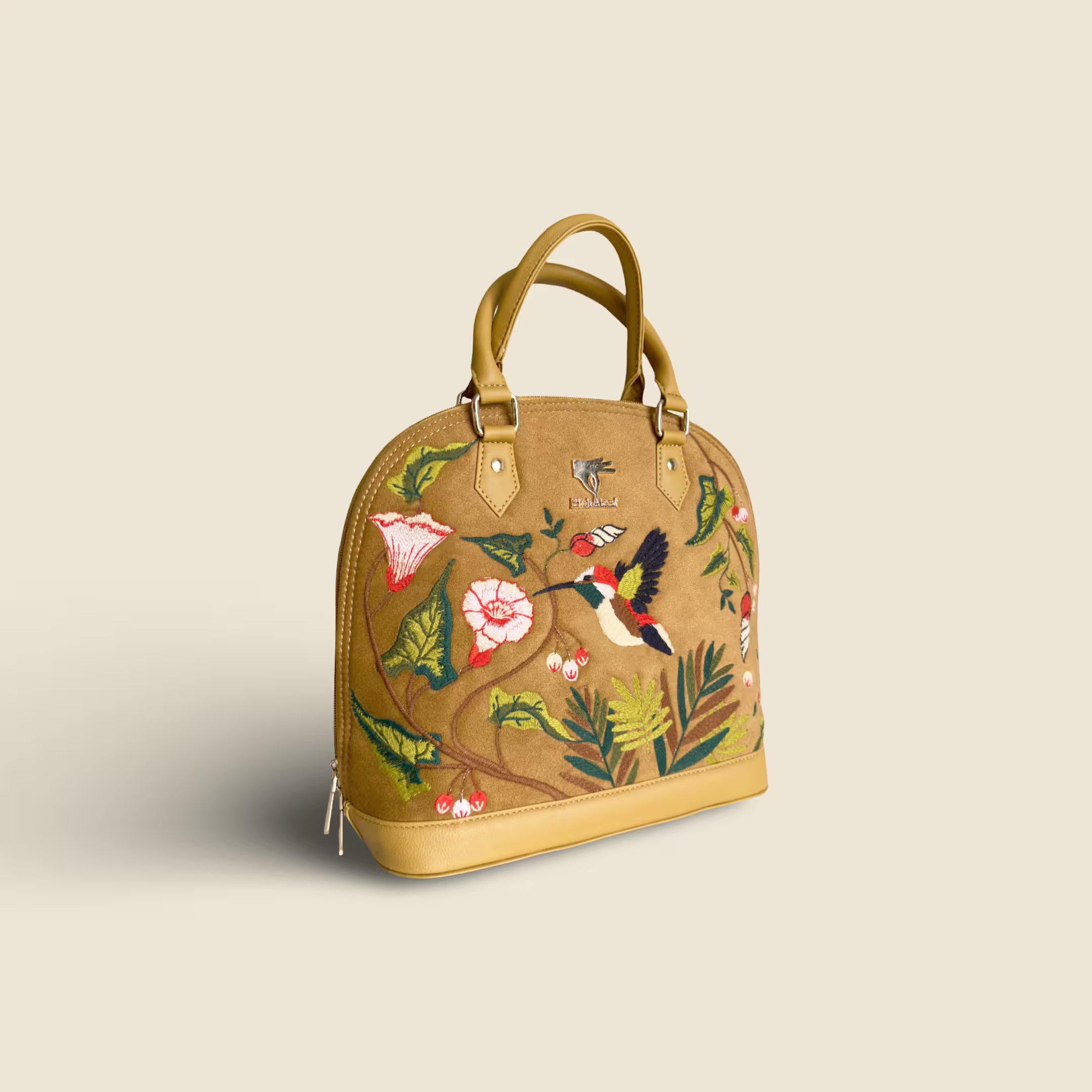 Gold Embroidery Flora Handbag