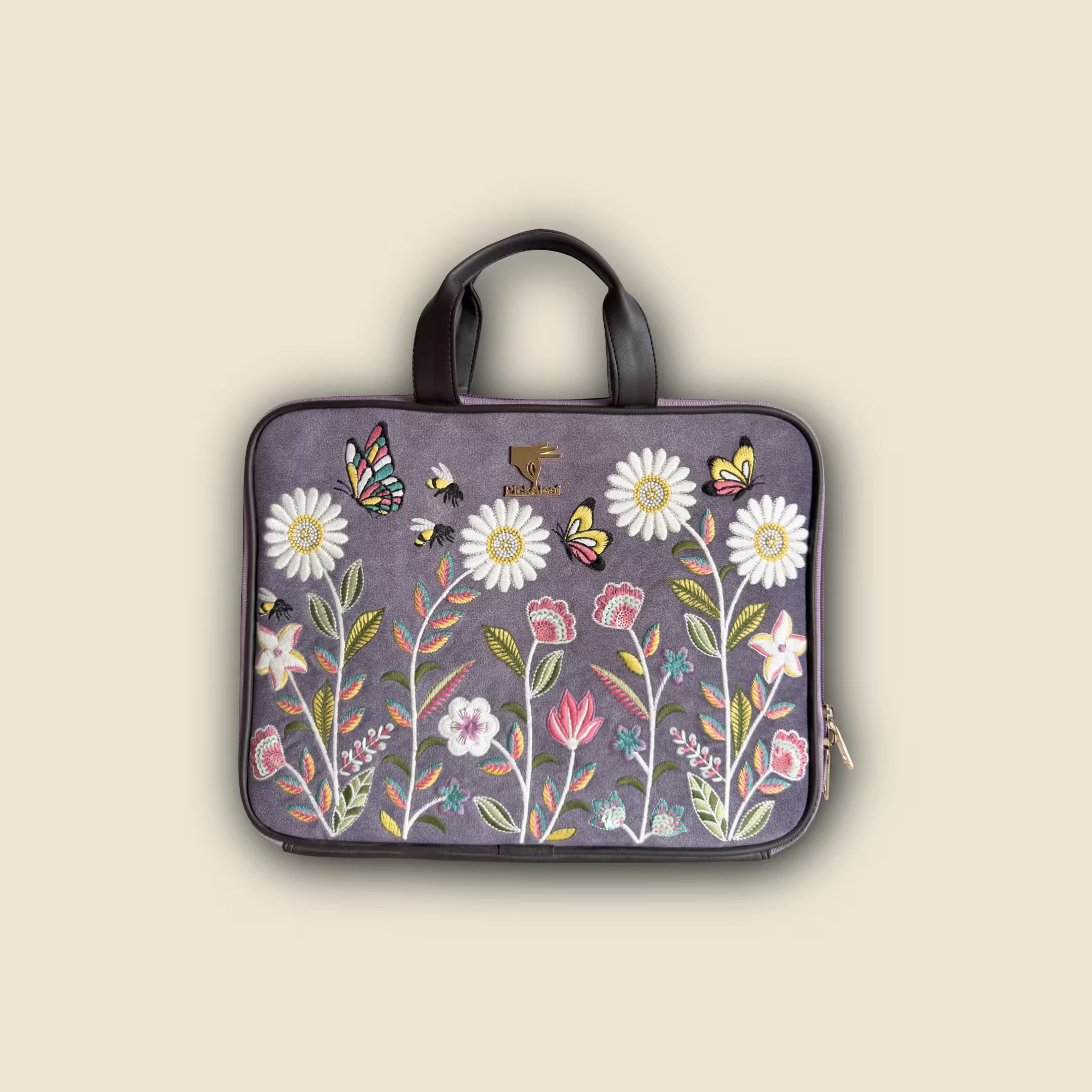 Purple Daisy Dream Embroidered Laptop Sleeve