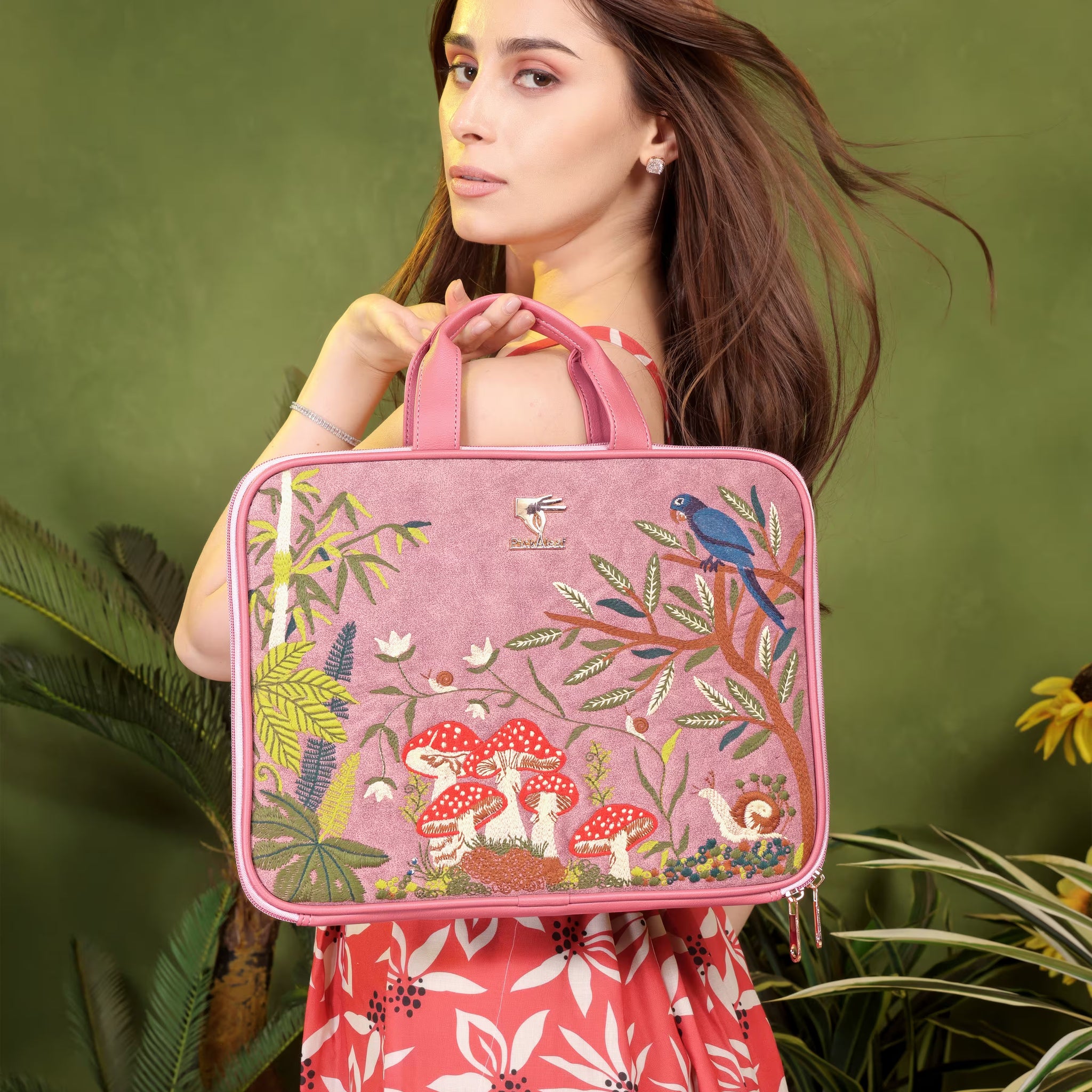 Pink Paradise Embroidered Laptop Sleeve