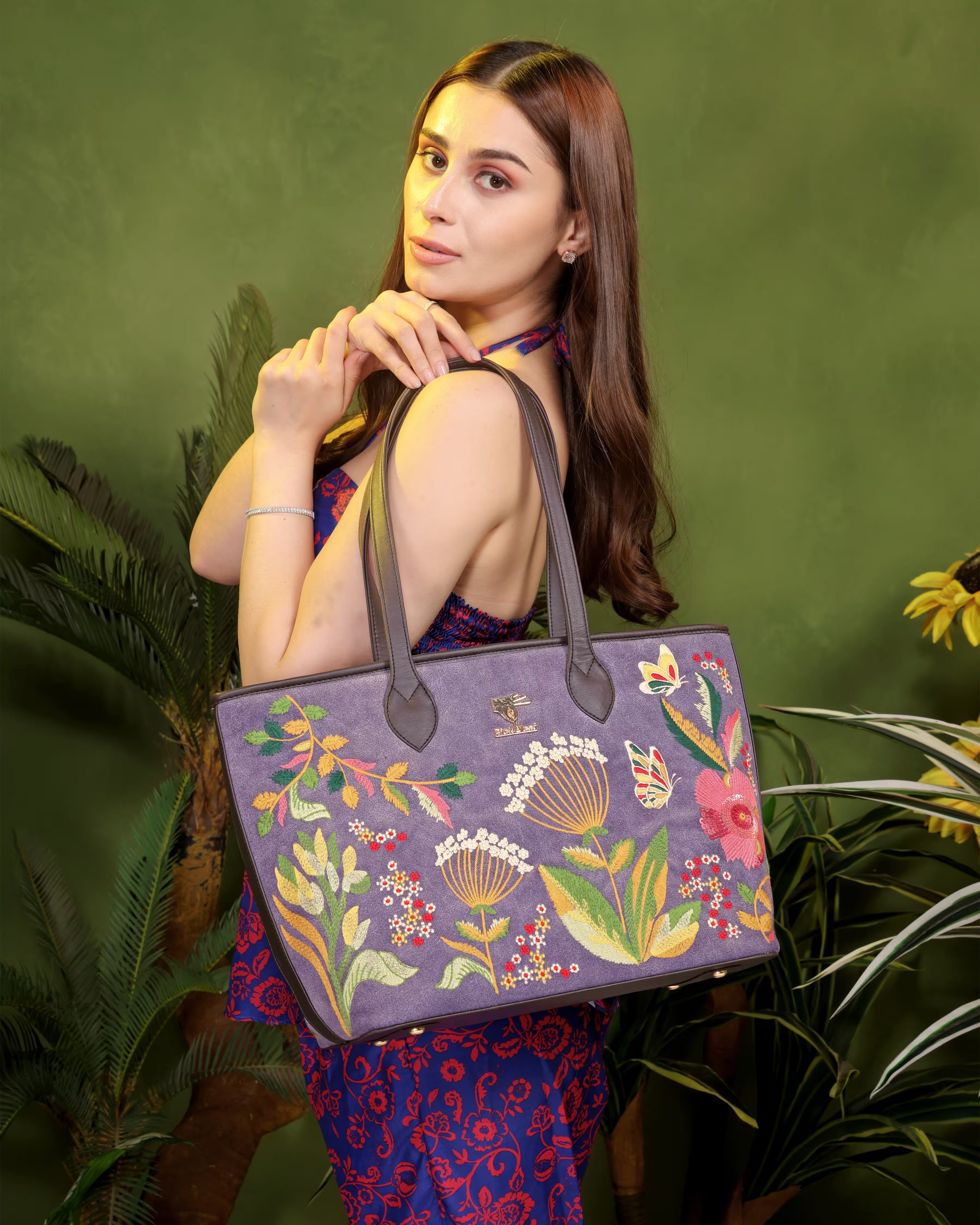 Purple Embroidery Violet Valley Tote Bag | Work & Travel
