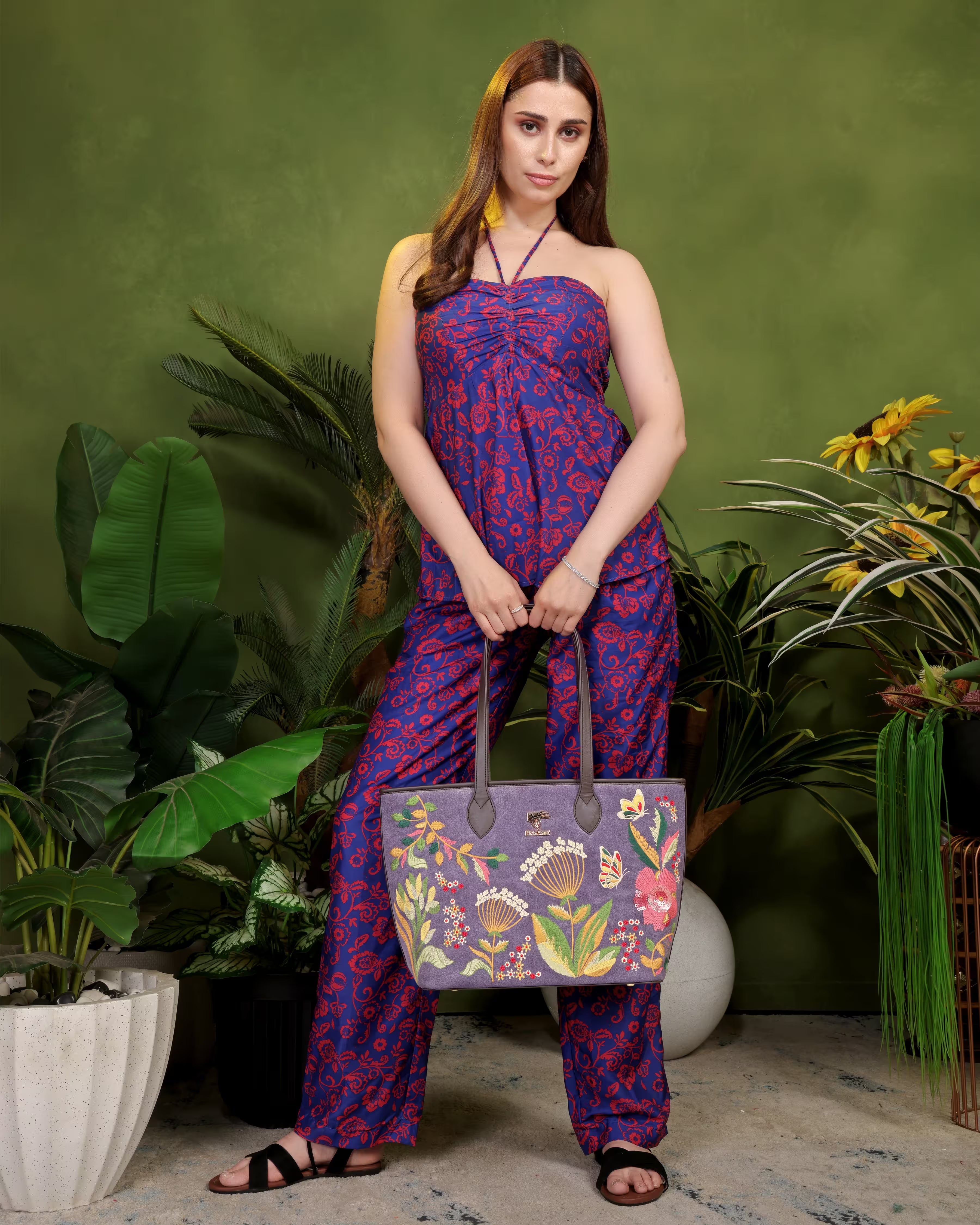 Purple Embroidery Violet Valley Tote Bag | Work & Travel