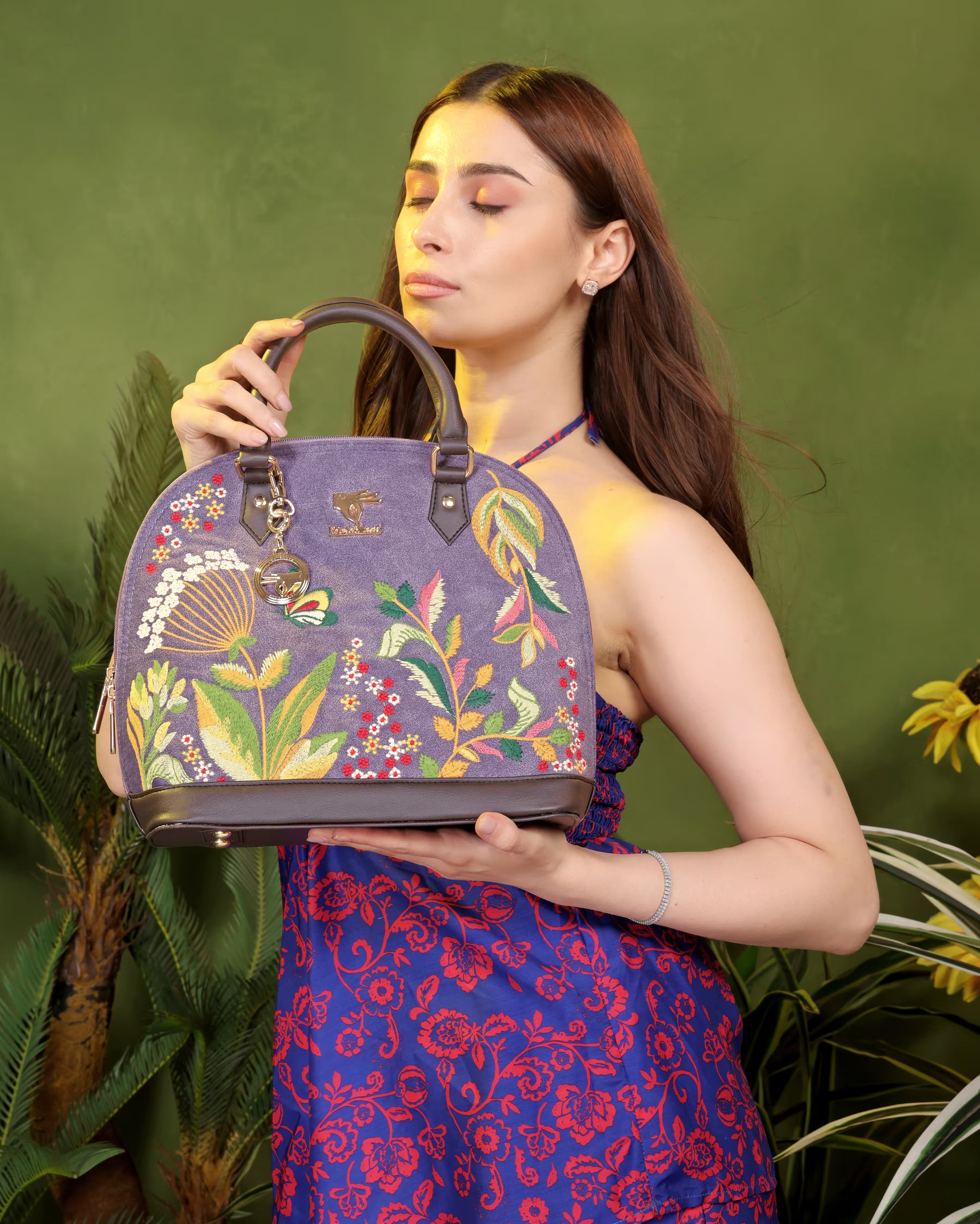 Purple Embroidery Violet Valley Handbag