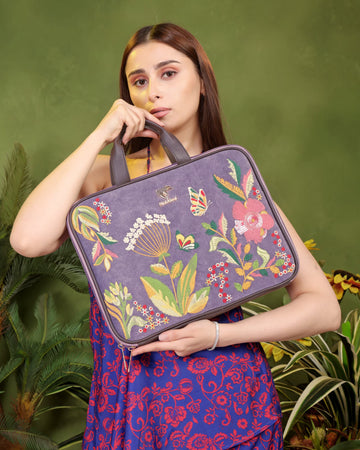 Purple Violet Valley Embroidered Laptop Sleeve