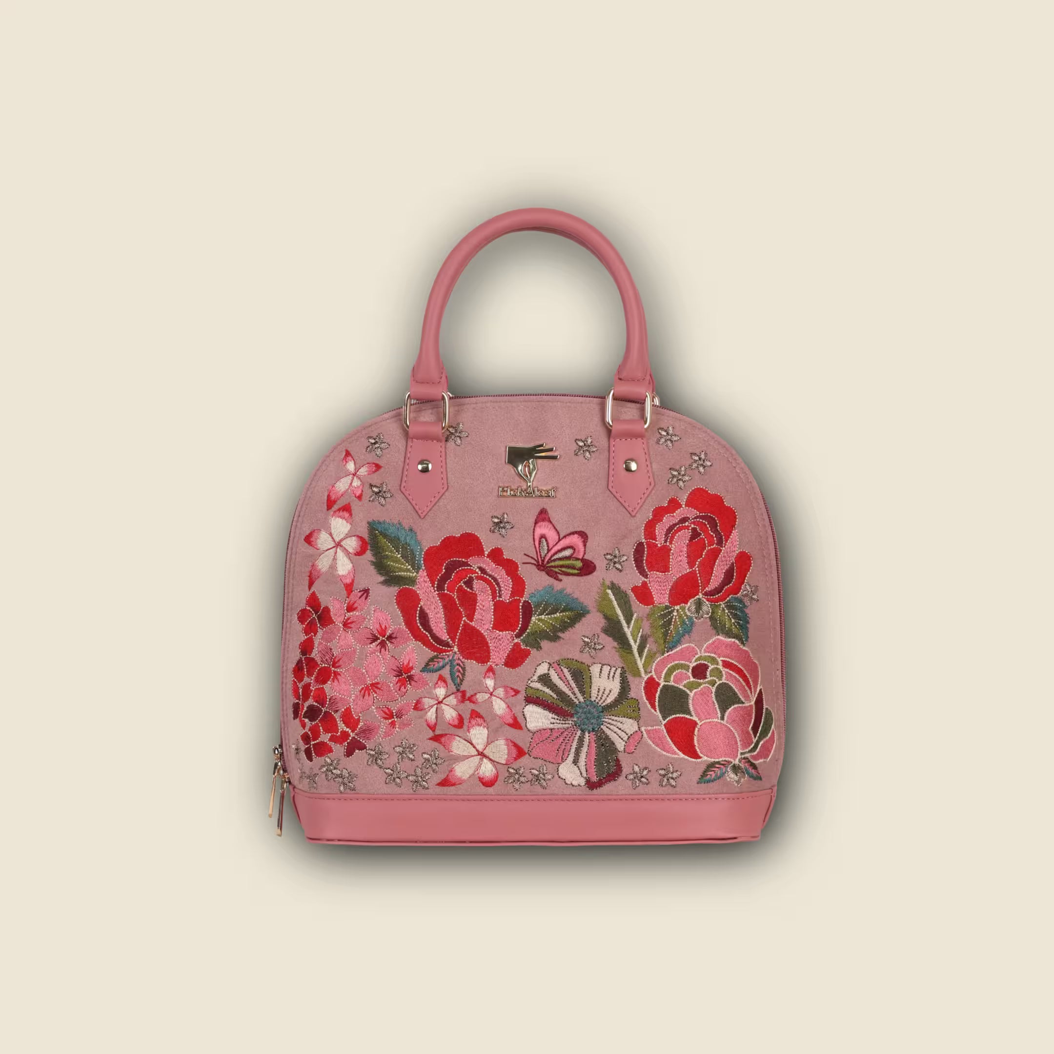 Pink Embroidery Petal Eden Hand Bag