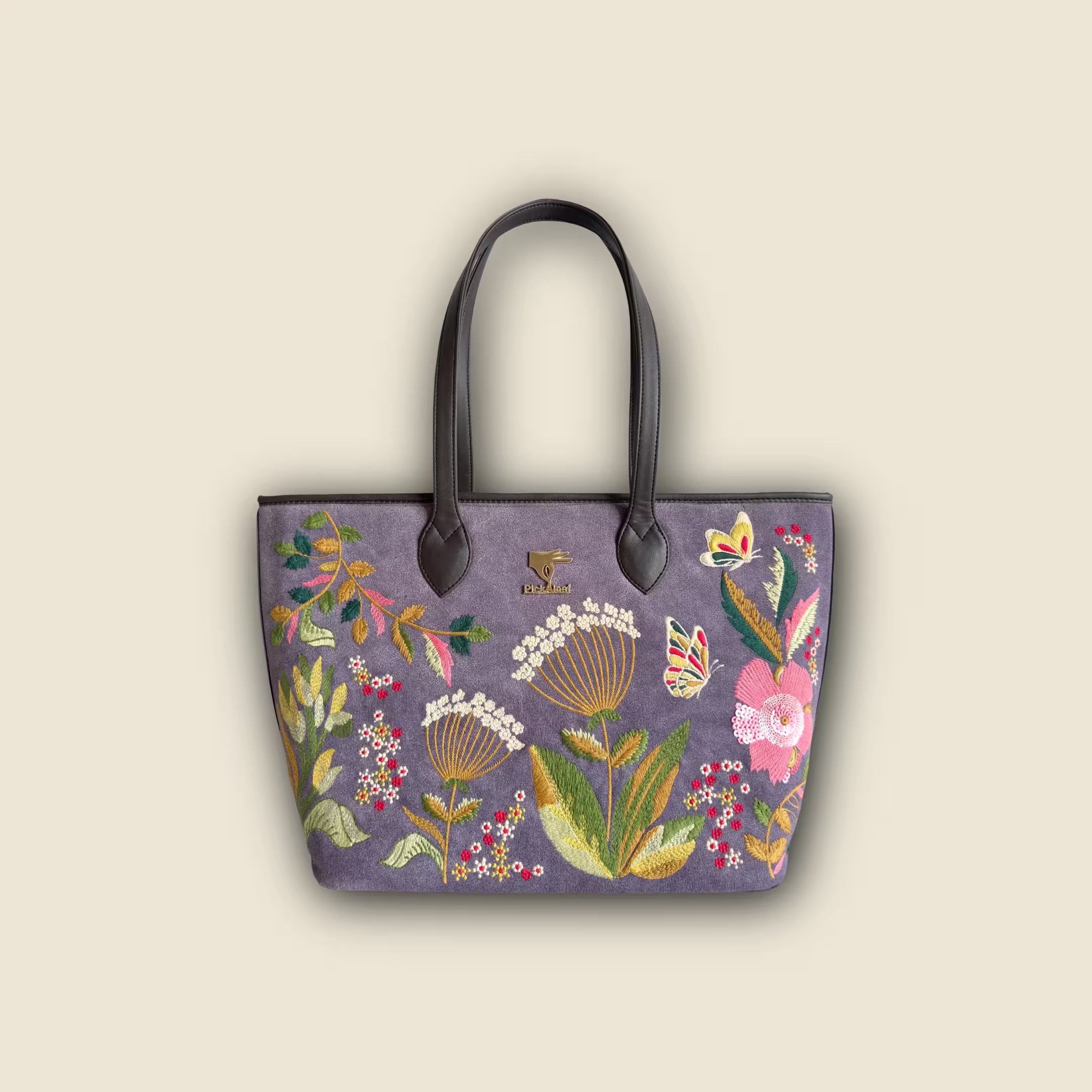 Purple Embroidery Violet Valley Tote Bag | Work & Travel