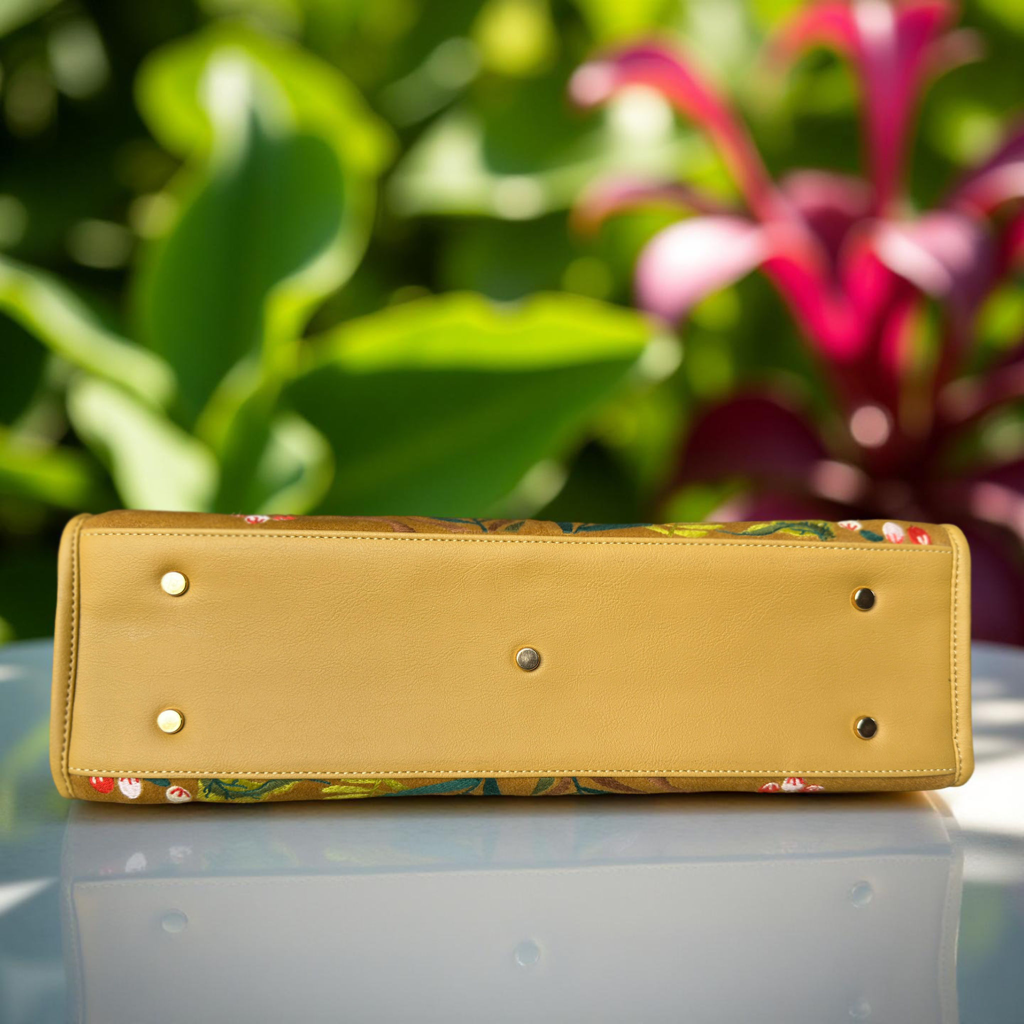Gold Embroidery Flora Shoulder Bag