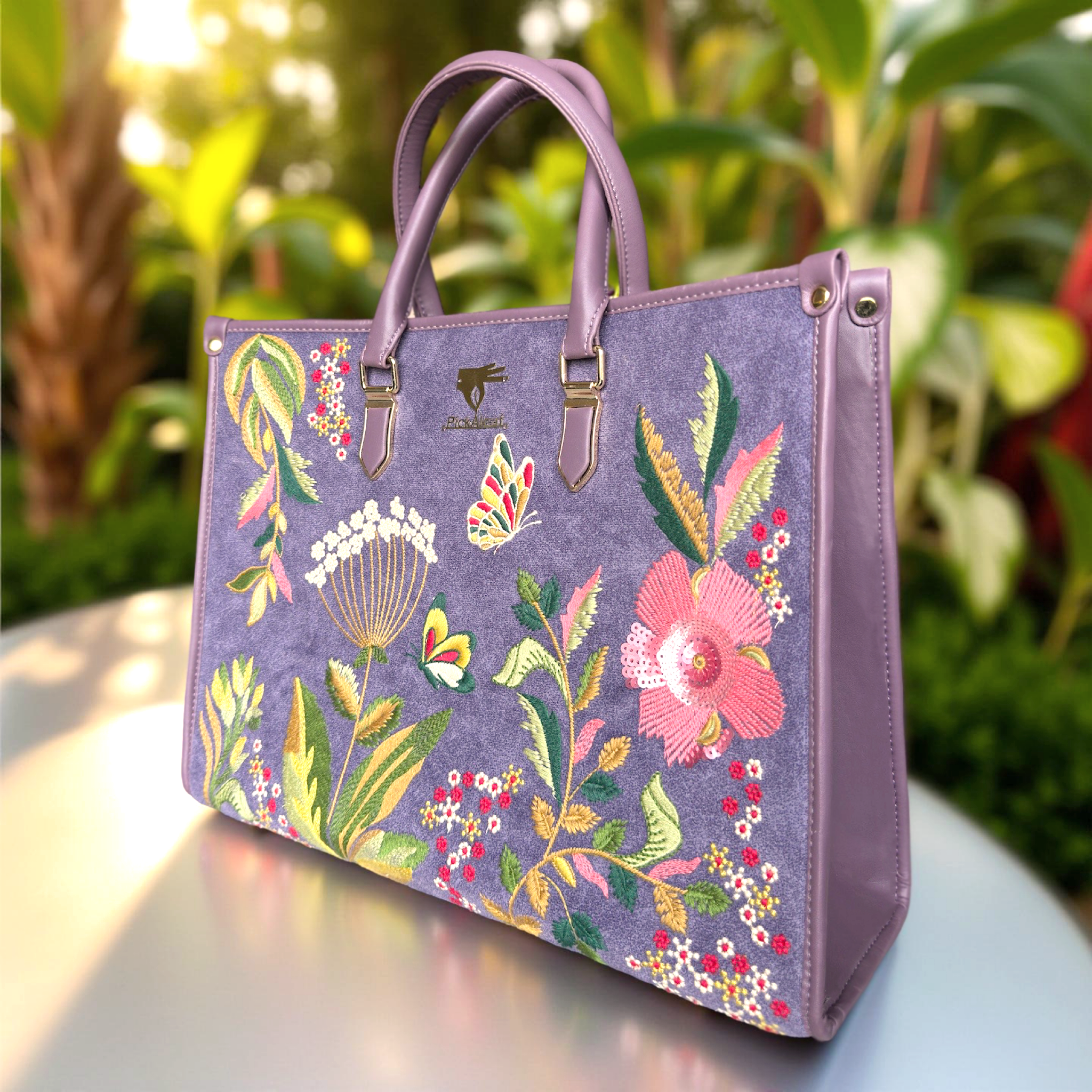Purple Embroidery Violet Valley Designer Shoulder Bag