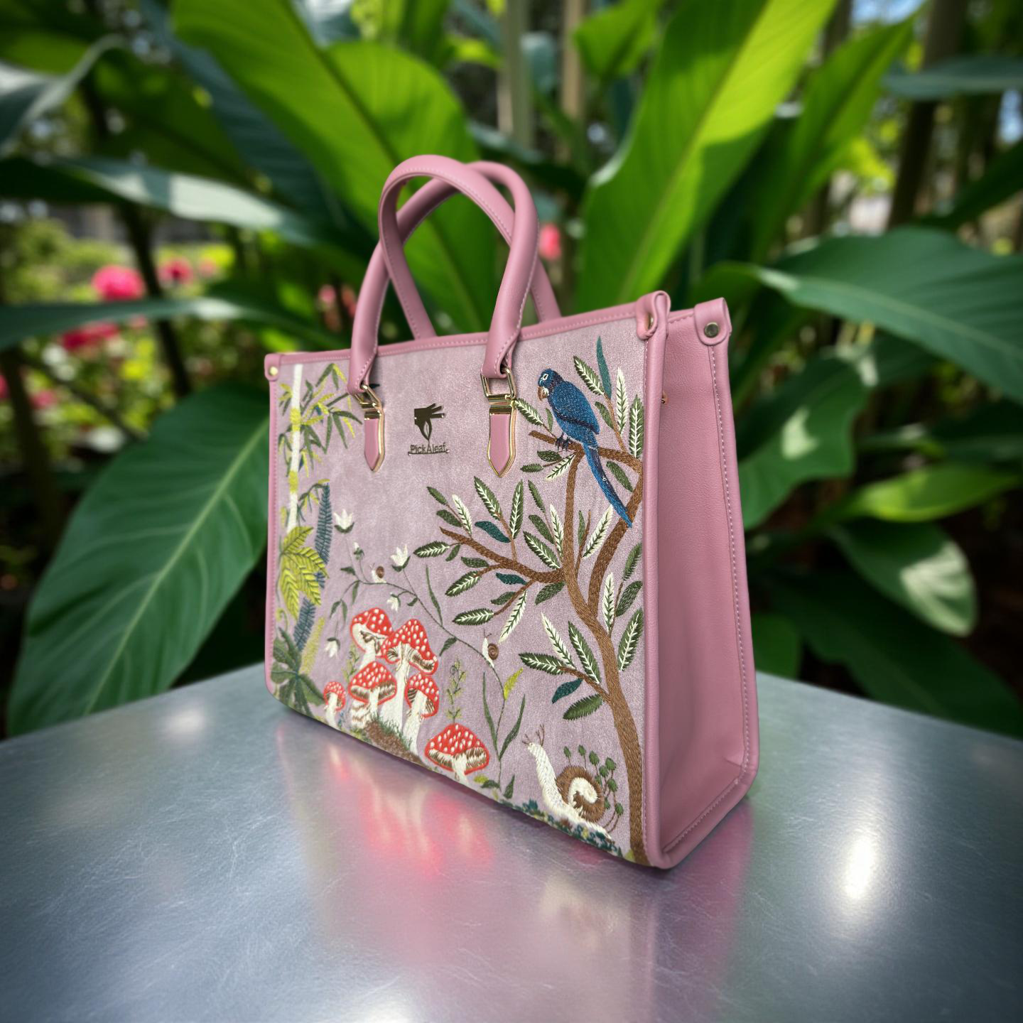 Pink Embroidery Paradise Shoulder Bag