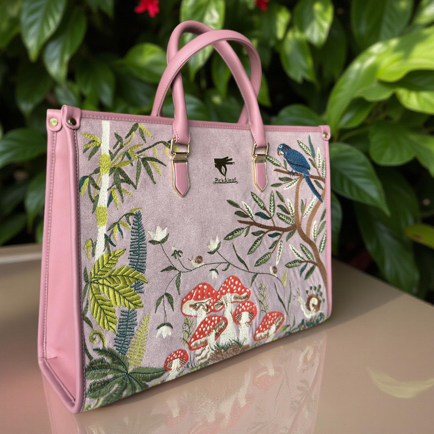 Pink Embroidery Paradise Shoulder Bag