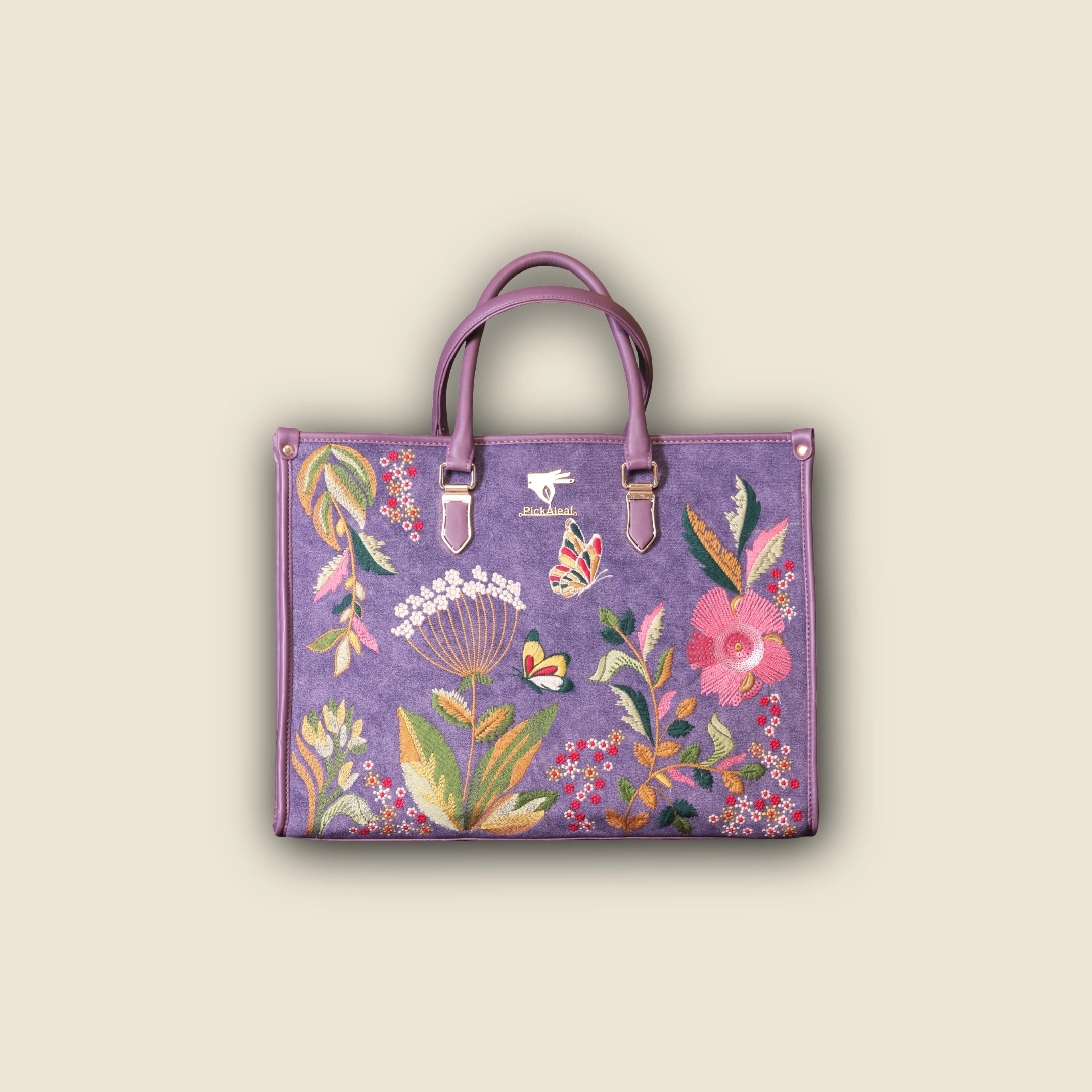 Purple Embroidery Violet Valley Designer Shoulder Bag