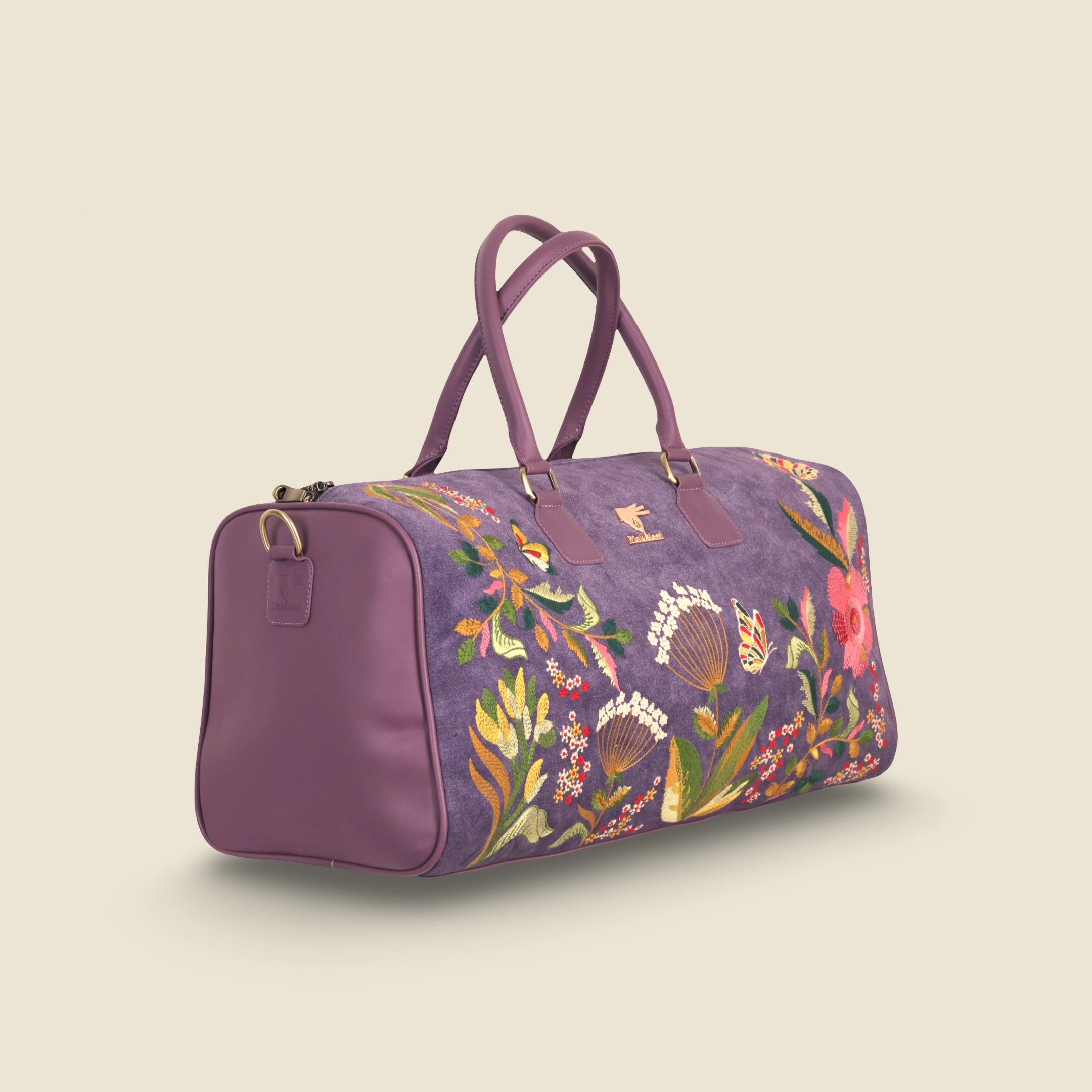 Purple Embroidery Violet Valley Duffel Bag