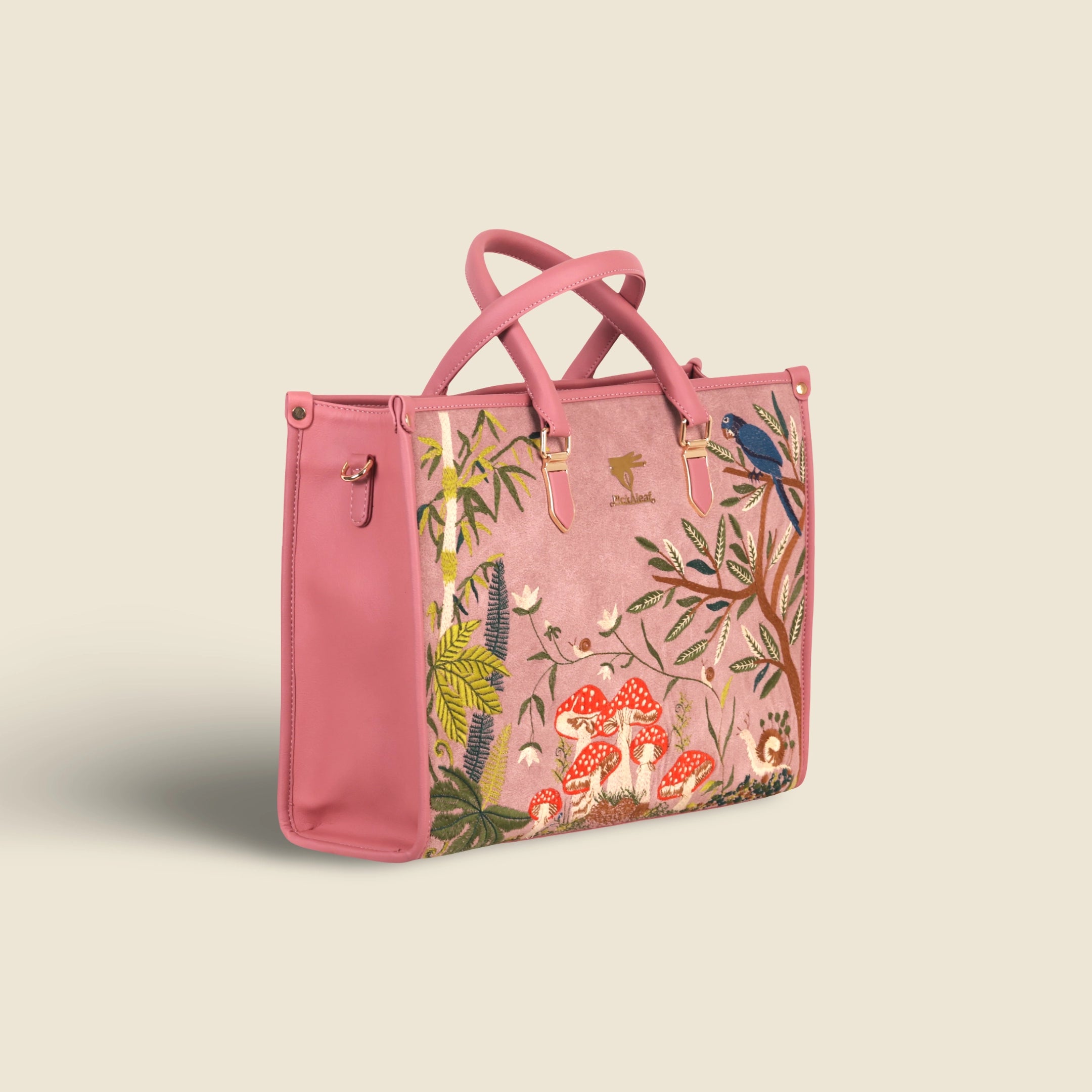 Pink Embroidery Paradise Shoulder Bag