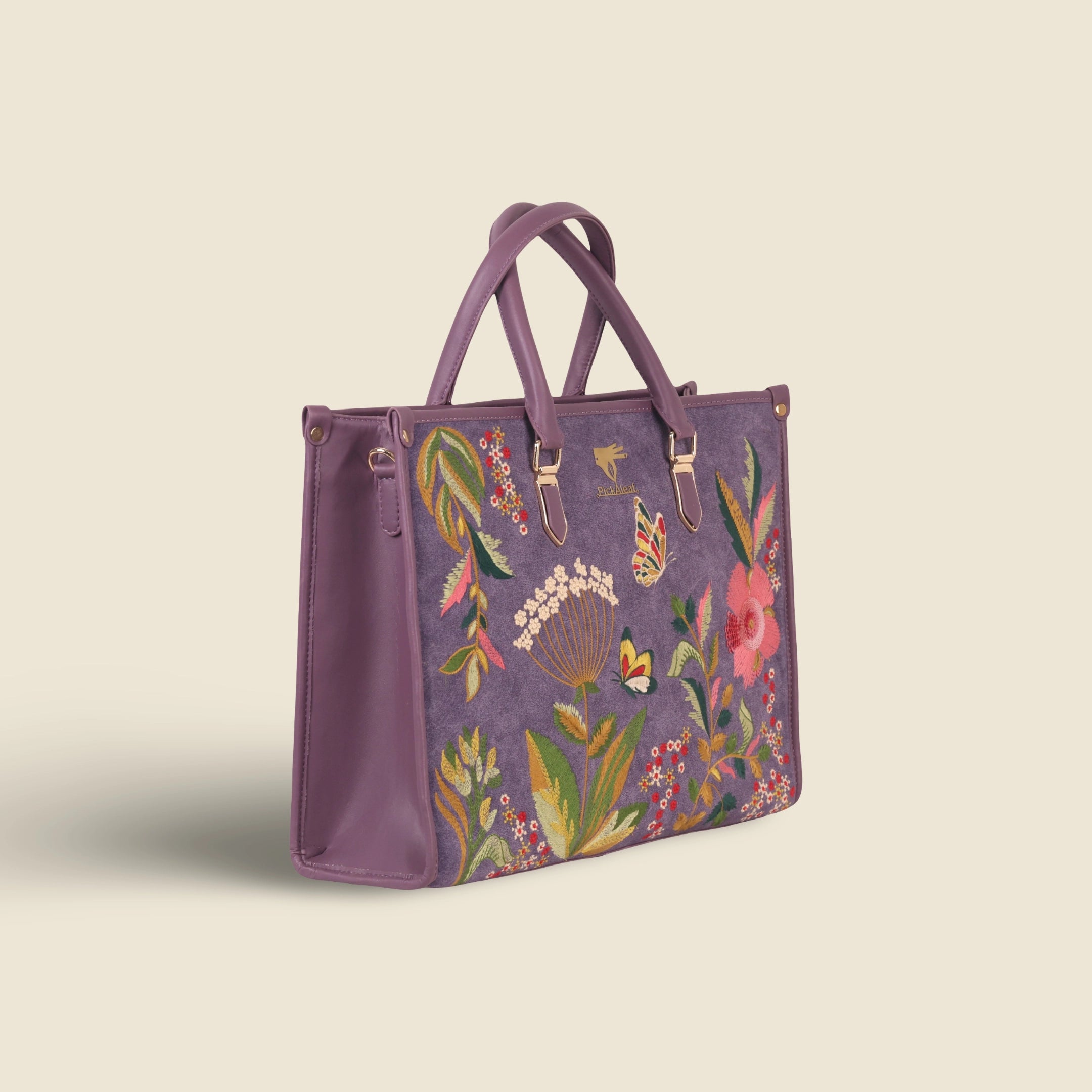 Purple Embroidery Violet Valley Designer Shoulder Bag
