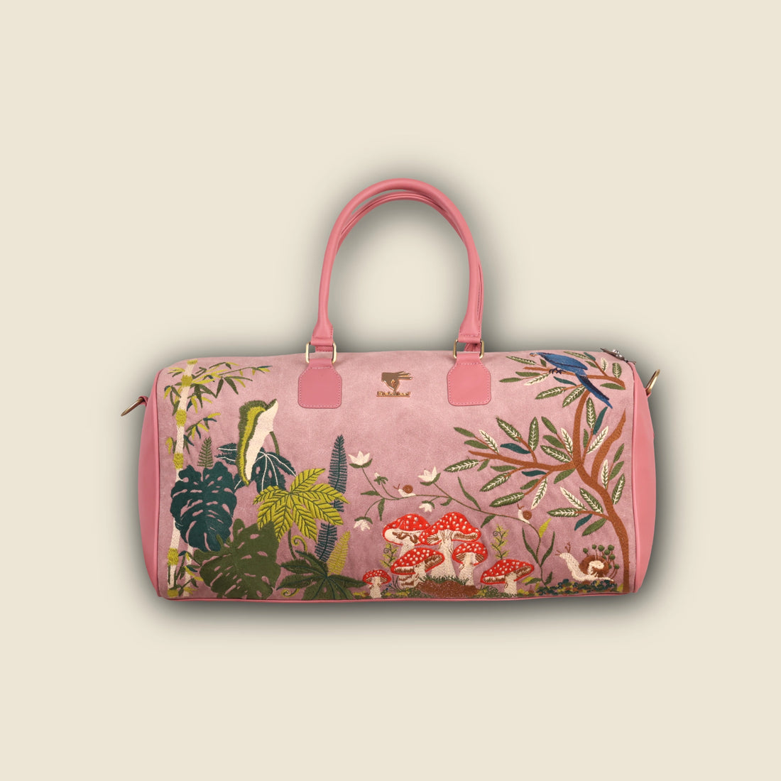 Pink Embroidery Paradise Duffel Bag